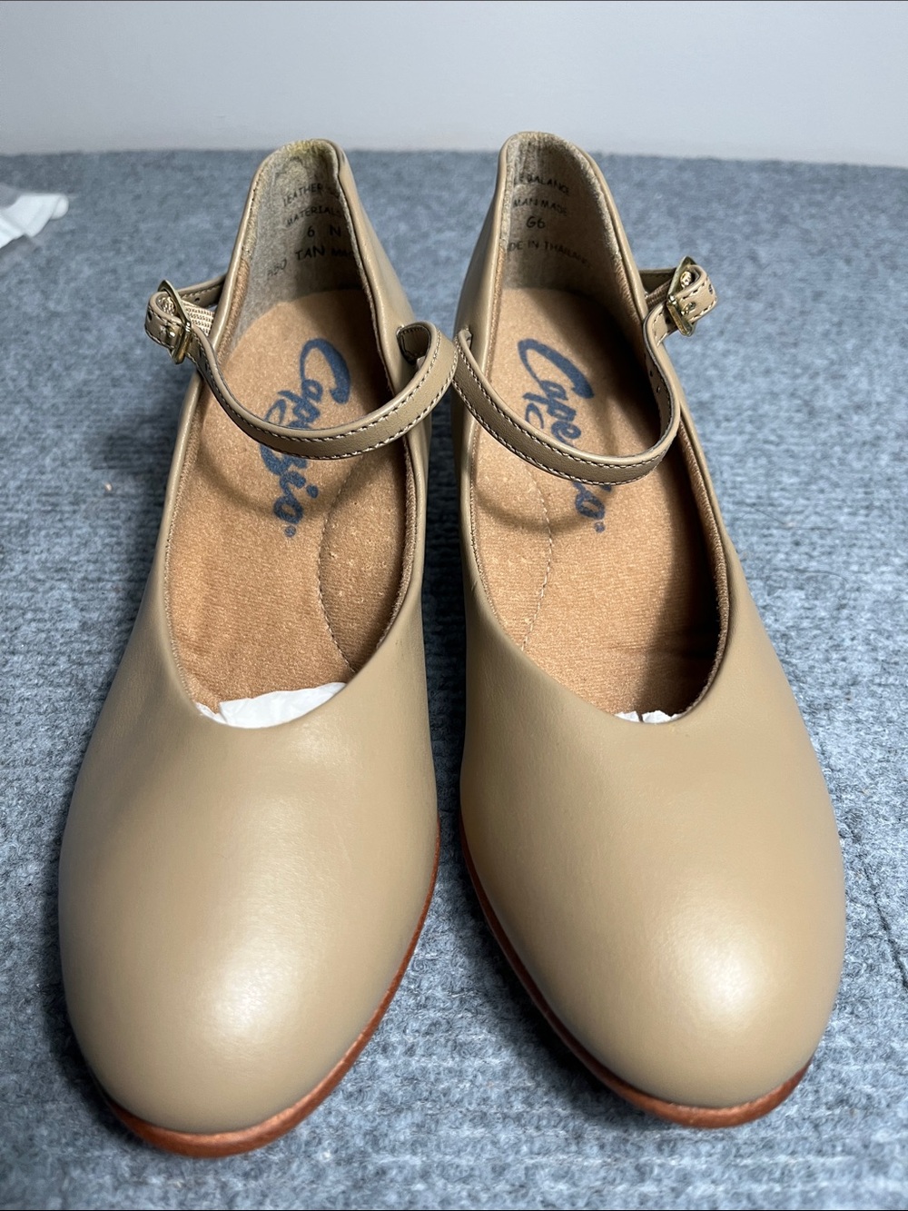Capezio Girls Beige Mary Jane Dance Shoes with Buckle Strap